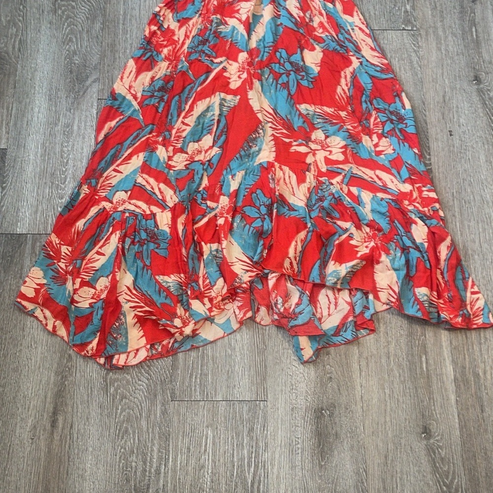 Free People Red Tropical Print Maxi Dress with Blue Accents - Picture 5 of 9